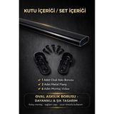Motto Alüminyum Dolap Içi Oval Askı Borusu + 2 Adet Aparatı + 6 Vida ( Siyah ) - 65 cm