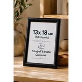 Motto Frame 13x18 (5R) Plastik Fotoğraf Çerçevesi Şeffaf PVC Korumalı Arkalık Ayaklıklı Poster Resim Belge Sertifika Çerçevesi Siyah