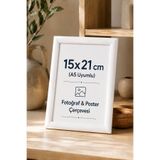 Motto Frame 15x21 (A5) Plastik Fotoğraf Çerçevesi Şeffaf PVC Korumalı Arkalık Ayaklıklı Poster Resim Belge Sertifika Çerçevesi Beyaz