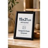 Motto Frame 15x21 (A5) Plastik Fotoğraf Çerçevesi Şeffaf PVC Korumalı Arkalık Ayaklıklı Poster Resim Belge Sertifika Çerçevesi Siyah