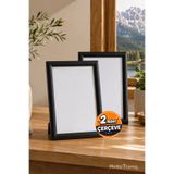 Motto Frame 2 Adet 15x21 (A5) Plastik Fotoğraf Çerçevesi Seti Şeffaf PVC Korumalı Masaüstü ve Duvara Asılabilir Siyah Çerçeve
