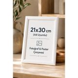 Motto Frame 21x30 (A4) Plastik Fotoğraf Çerçevesi Şeffaf PVC Korumalı Arkalık Ayaklıklı Poster Resim Belge Sertifika Çerçevesi Beyaz