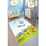Motto Halı Cotton Şönil Kaymaz Tabanlı Yıkanabilir Antibakteriyel Dijital Baskı Çocuk Halısı, 80 x 150 CK-10040A-CTN