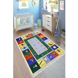 Motto Hali Cotton Şönil Kaymaz Tabanlı Yıkanabilir Antibakteriyel Dijital Baskı Çocuk Halısı, CK-10106A-CTN-200X300