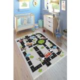 Motto Hali Cotton Şönil Kaymaz Tabanlı Yıkanabilir Antibakteriyel Dijital Baskı Çocuk Halısı, CK-10171A-CTN-200X300