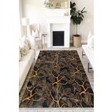 Motto Hali Floral Cotton Şönil Kaymaz Tabanlı Yıkanabilir Antibakteriyel Dijital Baskı Halı Yolluk, FL-2033B-CTN-80X300