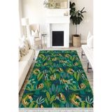 Motto Hali Floral Cotton Şönil Kaymaz Tabanlı Yıkanabilir Antibakteriyel Dijital Baskı Halı Yolluk, FL-2034C-CTN-100X200