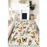 Motto Hali Floral Cotton Şönil Kaymaz Tabanlı Yıkanabilir Antibakteriyel Dijital Baskı Halı Yolluk, FL-2047A-CTN-100X200