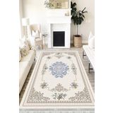 Motto Hali Floral Cotton Şönil Kaymaz Tabanlı Yıkanabilir Antibakteriyel Dijital Baskı Halı Yolluk, FL-2090B-CTN-120X180