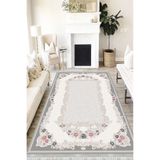 Motto Hali Floral Cotton Şönil Kaymaz Tabanlı Yıkanabilir Antibakteriyel Dijital Baskı Halı Yolluk, FL-2091E-CTN-80X300