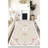 Motto Hali Floral Cotton Şönil Kaymaz Tabanlı Yıkanabilir Antibakteriyel Dijital Baskı Halı Yolluk, FL-2095B-CTN-100X200