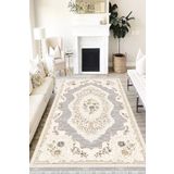 Motto Hali Floral Cotton Şönil Kaymaz Tabanlı Yıkanabilir Antibakteriyel Dijital Baskı Halı Yolluk, FL-2113A-CTN-100X200