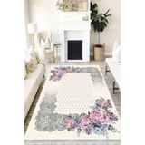 Motto Hali Floral Cotton Şönil Kaymaz Tabanlı Yıkanabilir Antibakteriyel Dijital Baskı Halı Yolluk, FL-2132A-CTN-160X230