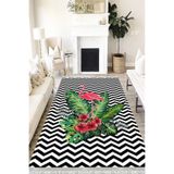 Motto Hali Floral Eko Punto Kaymaz Tabanlı Yıkanabilir Antibakteriyel Dijital Baskı Halı Yolluk, FL-2032A-EKOPNT-80X300