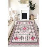 Motto Hali Floral Eko Punto Kaymaz Tabanlı Yıkanabilir Antibakteriyel Dijital Baskı Halı Yolluk, FL-2063B-EKOPNT-100X200