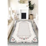 Motto Hali Floral Eko Punto Kaymaz Tabanlı Yıkanabilir Antibakteriyel Dijital Baskı Halı Yolluk, FL-2091A-EKOPNT-100X200