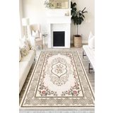 Motto Hali Floral Eko Punto Kaymaz Tabanlı Yıkanabilir Antibakteriyel Dijital Baskı Halı Yolluk, FL-2112B-EKOPNT-120X180
