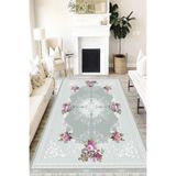 Motto Hali Floral Eko Punto Kaymaz Tabanlı Yıkanabilir Antibakteriyel Dijital Baskı Halı Yolluk, FL-2142B-EKOPNT-100X200