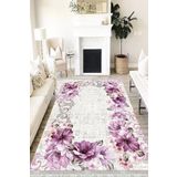 Motto Hali Floral Eko Punto Kaymaz Tabanlı Yıkanabilir Antibakteriyel Dijital Baskı Halı Yolluk, FL-2153A-EKOPNT-80X300