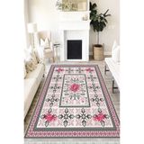 Motto Hali Floral Perla Soft Kaymaz Tabanlı Yıkanabilir Antibakteriyel Dijital Baskı Halı Yolluk, FL-2063B-PRL-80X300