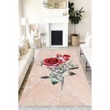 Motto Hali Floral Perla Soft Kaymaz Tabanlı Yıkanabilir Antibakteriyel Dijital Baskı Halı Yolluk, FL-2064A-PRL-160X230