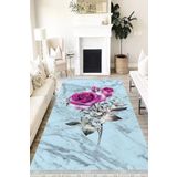 Motto Hali Floral Perla Soft Kaymaz Tabanlı Yıkanabilir Antibakteriyel Dijital Baskı Halı Yolluk, FL-2064C-PRL-100X200