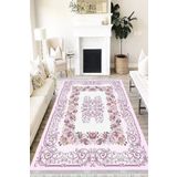 Motto Hali Floral Perla Soft Kaymaz Tabanlı Yıkanabilir Antibakteriyel Dijital Baskı Halı Yolluk, FL-2092B-PRL-200X300
