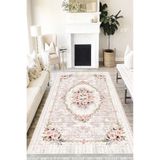 Motto Hali Floral Perla Soft Kaymaz Tabanlı Yıkanabilir Antibakteriyel Dijital Baskı Halı Yolluk, FL-2123A-PRL-80X300