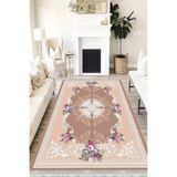 Motto Hali Floral Perla Soft Kaymaz Tabanlı Yıkanabilir Antibakteriyel Dijital Baskı Halı Yolluk, FL-2142A-PRL-160X230