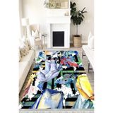 Motto Hali Floral Punto Kaymaz Tabanlı Yıkanabilir Antibakteriyel Dijital Baskı Halı Yolluk, FL-2030A-PNT-160X230