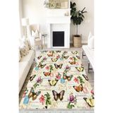Motto Hali Floral Punto Kaymaz Tabanlı Yıkanabilir Antibakteriyel Dijital Baskı Halı Yolluk, FL-2047A-PNT-120X180