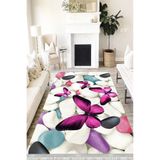 Motto Hali Floral Punto Kaymaz Tabanlı Yıkanabilir Antibakteriyel Dijital Baskı Halı Yolluk, FL-2050A-PNT-80X300