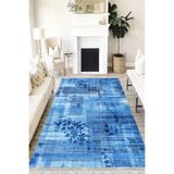 Motto Hali Floral Punto Kaymaz Tabanlı Yıkanabilir Antibakteriyel Dijital Baskı Halı Yolluk, FL-2122A-PNT-80X300