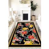 Motto Hali Floral Verona Kaymaz Deri Tabanlı Yıkanabilir Antibakteriyel Dijital Baskı Halı Yolluk, FL-2018A-VRN-80X300