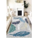 Motto Hali Floral Verona Kaymaz Deri Tabanlı Yıkanabilir Antibakteriyel Dijital Baskı Halı Yolluk, FL-2059A-VRN-120X180