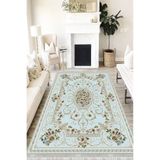Motto Hali Floral Verona Kaymaz Deri Tabanlı Yıkanabilir Antibakteriyel Dijital Baskı Halı Yolluk, FL-2096B-VRN-100X200