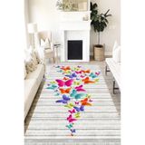 Motto Hali Floral Westa Kaymaz Tabanlı Yıkanabilir Antibakteriyel Dijital Baskı Halı Yolluk, FL-2048A-WST-100X200