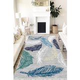 Motto Hali Floral Westa Kaymaz Tabanlı Yıkanabilir Antibakteriyel Dijital Baskı Halı Yolluk, FL-2059A-WST-100X200