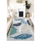 Motto Hali Floral Westa Kaymaz Tabanlı Yıkanabilir Antibakteriyel Dijital Baskı Halı Yolluk, FL-2059A-WST-120X180
