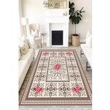 Motto Hali Floral Westa Kaymaz Tabanlı Yıkanabilir Antibakteriyel Dijital Baskı Halı Yolluk, FL-2063A-WST-100X200