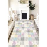 Motto Hali Kaymaz Deri Tabanlı Yıkanabilir Antibakteriyel Dijital Baskı Patchwork Halı Yolluk, PW-8070A-VRN-160X230