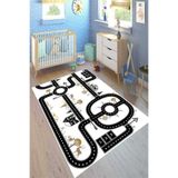 Motto Hali Kaymaz Tabanlı Yıkanabilir Antibakteriyel Dijital Baskı Çocuk Halısı, CK-10129B-WST-200X300