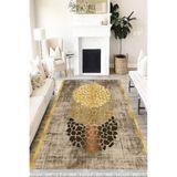 Motto Hali Modern Verona Kaymaz Deri Tabanlı Yıkanabilir Antibakteriyel Dijital Baskı Modern Halı Yolluk, MD-0040A-VRN-80X300