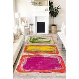 Motto Hali Pastel Cotton Şönil Kaymaz Tabanlı Yıkanabilir Antibakteriyel Dijital Baskı Pastel Halı Yolluk, PS-6002A-CTN-80X300