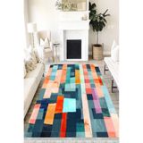 Motto Hali Pastel Cotton Şönil Kaymaz Tabanlı Yıkanabilir Antibakteriyel Dijital Baskı Pastel Halı Yolluk, PS-6044A-CTN-100X200