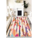 Motto Hali Pastel Cotton Şönil Kaymaz Tabanlı Yıkanabilir Antibakteriyel Dijital Baskı Pastel Halı Yolluk, PS-6049A-CTN-100X200
