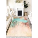 Motto Hali Pastel Cotton Şönil Kaymaz Tabanlı Yıkanabilir Antibakteriyel Dijital Baskı Pastel Halı Yolluk, PS-6051A-CTN-200X300