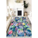 Motto Hali Pastel Cotton Şönil Kaymaz Tabanlı Yıkanabilir Antibakteriyel Dijital Baskı Pastel Halı Yolluk, PS-6056A-CTN-80X300