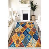 Motto Hali Patchwork Cotton Şönil Kaymaz Tabanlı Yıkanabilir Antibakteriyel Dijital Baskı Patchwork Halı Yolluk, PW-8041B-CTN-100X200
