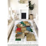 Motto Hali Patchwork Cotton Şönil Kaymaz Tabanlı Yıkanabilir Antibakteriyel Dijital Baskı Patchwork Halı Yolluk, PW-8077B-CTN-100X200